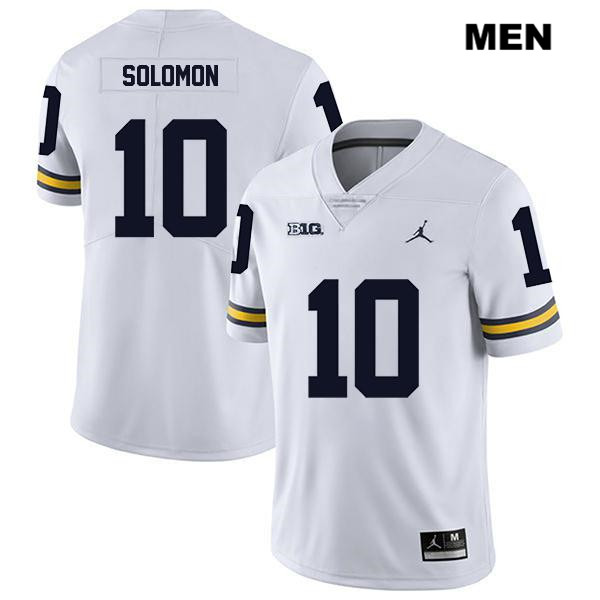 Men's NCAA Michigan Wolverines Anthony Solomon #10 White Jordan Brand Authentic Stitched Legend Football College Jersey WZ25A42DH